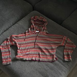 Striped Multicolor Cropped Hoodie